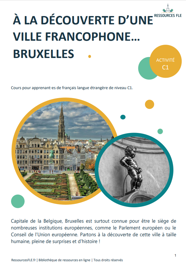 Activité FLE C1 | À La Découverte D'une Ville Francophone... Bruxelles